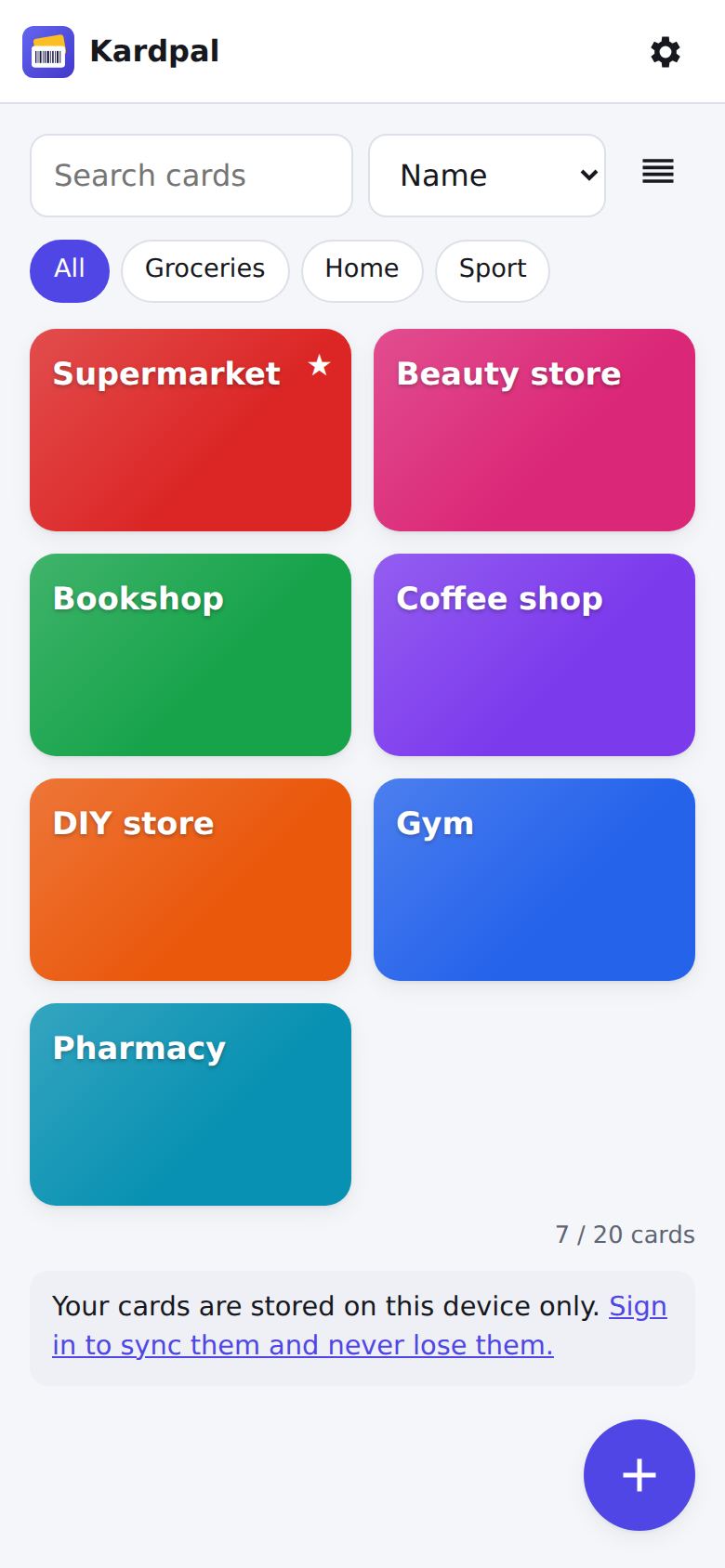 List of loyalty cards in Kardpal