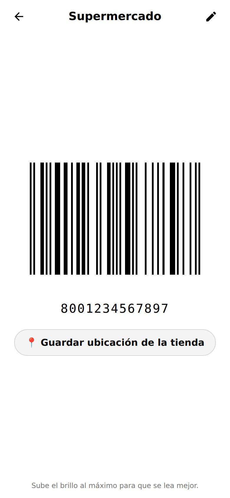Una tarjeta abierta con el código de barras listo para la caja