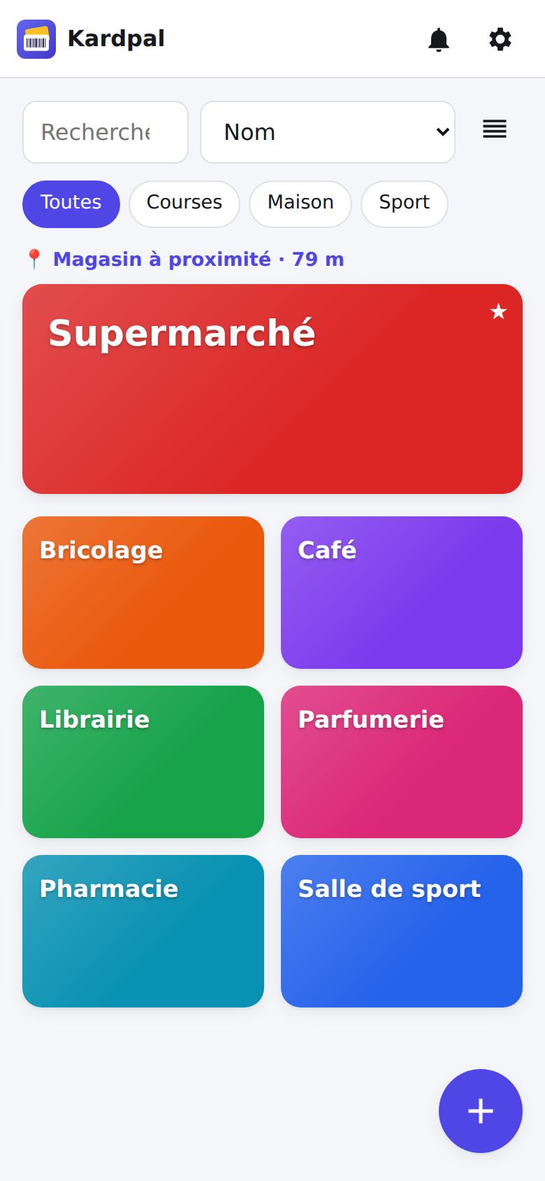 La carte du supermarché proche en haut de la liste, avec la distance