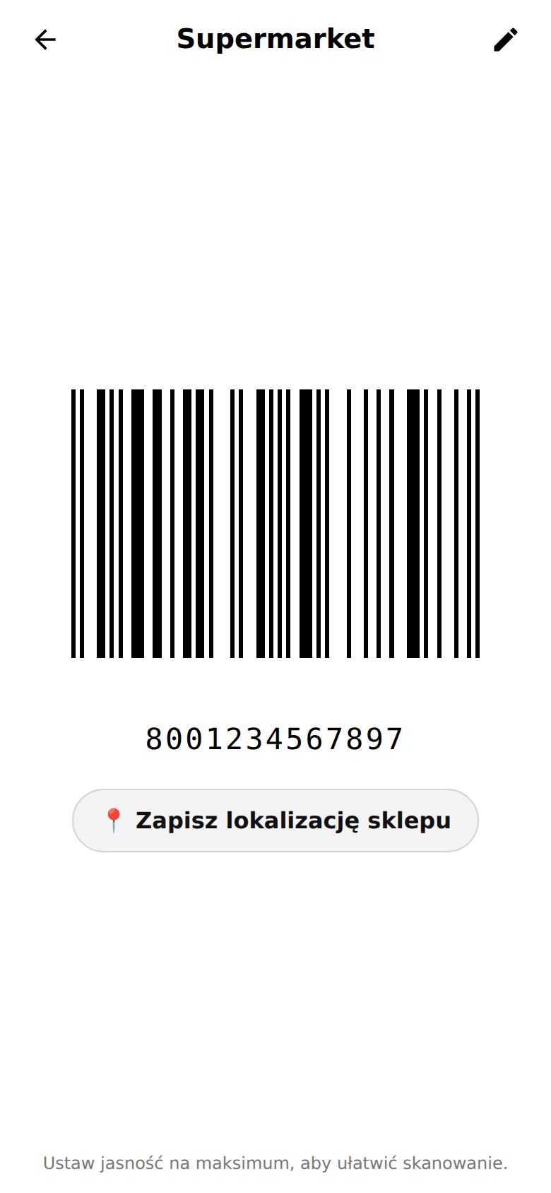 Otwarta karta z kodem kreskowym gotowym do zeskanowania przy kasie