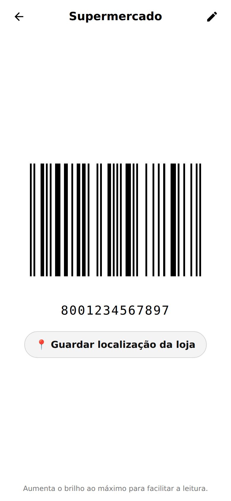 Um cartão aberto com o código de barras pronto para a caixa